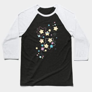 Cute Crazy Pastel Night Stars Baseball T-Shirt